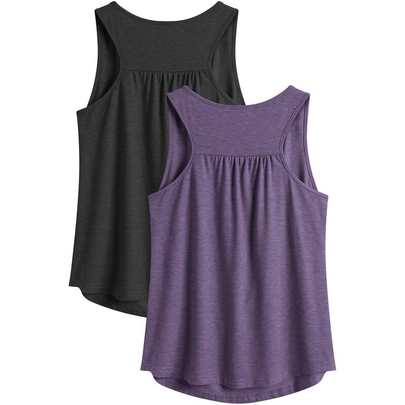 ピンスパーク レディース トップス Tシャツ ノースリーブ Pinspark Women's Racerback Sleeveless Workoutop Loose Fit Athletic Yoga Gym Shirt Black purple|ReVida 店