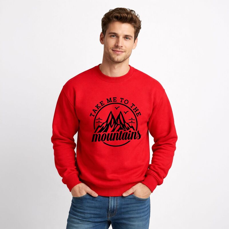 Simply Sage Market メンズ トップス Tシャツ スウェット グラフィック Simply Sage Marketake Me To The Mountains Circle - Men's Graphic Sweatshirt Red レッド｜ReVida 店
