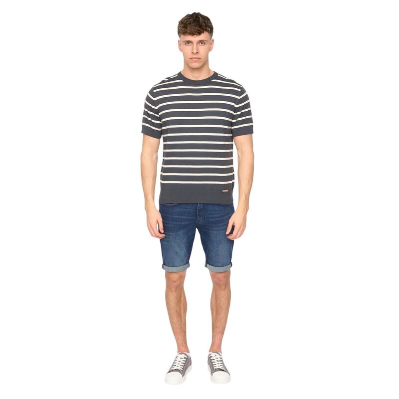 ダックアンドカバー メンズ トップス Tシャツ Duck and Cover Mens Norwell T-Shirt Slate Blue Stripe スレート｜ReVida 店