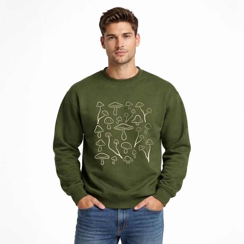 Simply Sage Market メンズ トップス Tシャツ スウェット グラフィック Simply Sage Market Woodland Mushrooms - Men's Graphic Sweatshirt Military｜ReVida 店