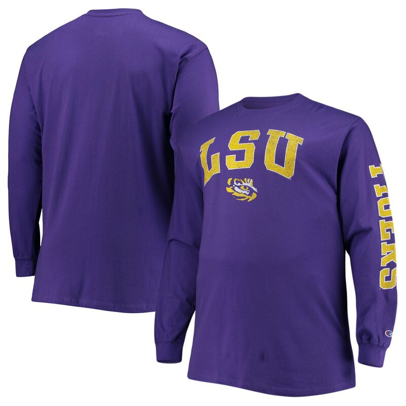 チャンピオン メンズ トップス Tシャツ トール Men's Champion Purple LSU Tigers Big & Tall 2-Hit Long Sleeve T-Shirt Lsu Purple パープル｜ReVida 店