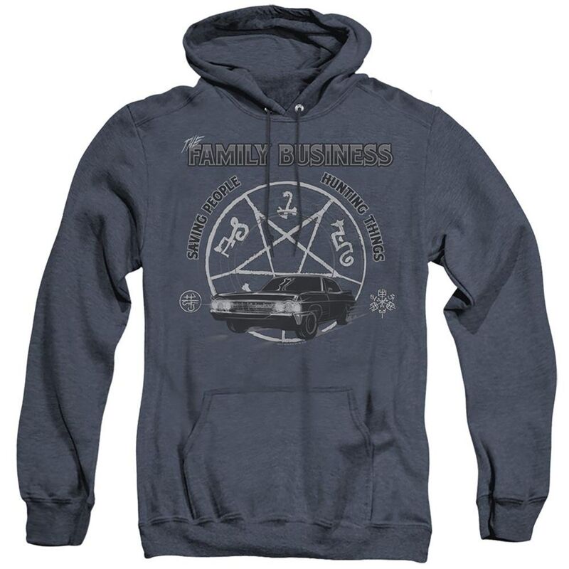 アニメキャラクター メンズ トップス Tシャツ パーカー Licensed Character Supernatural Saving People And Hunting Adult Heather Hoodie Navy ネイビー｜ReVida 店