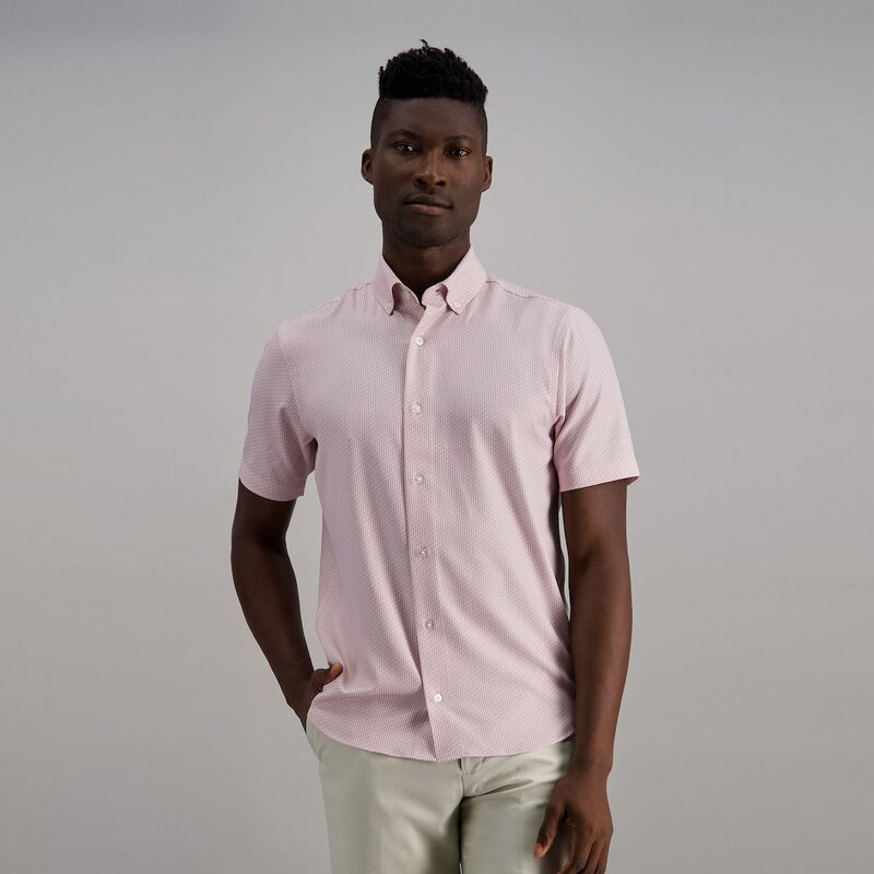 ハガー メンズ トップス Tシャツ ダウン Men's Haggar Short Sleeve Performance Button-Down Shirt Pink ピンク｜ReVida 店
