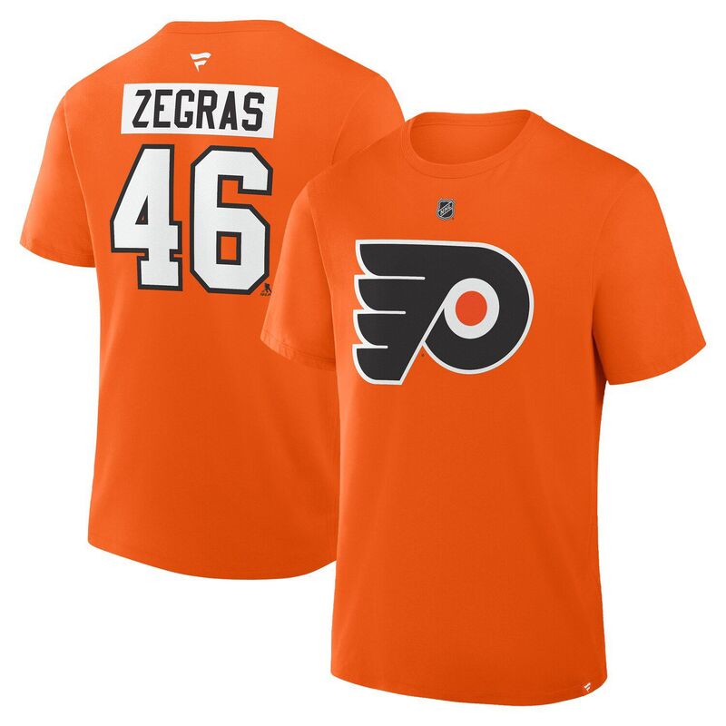 ファナティクス メンズ トップス Tシャツ Men's Fanatics Trevor Zegras Orange Philadelphia Flyers Authentic Stack Name & Number T-Shirt Fly Orange オレンジ｜ReVida 店