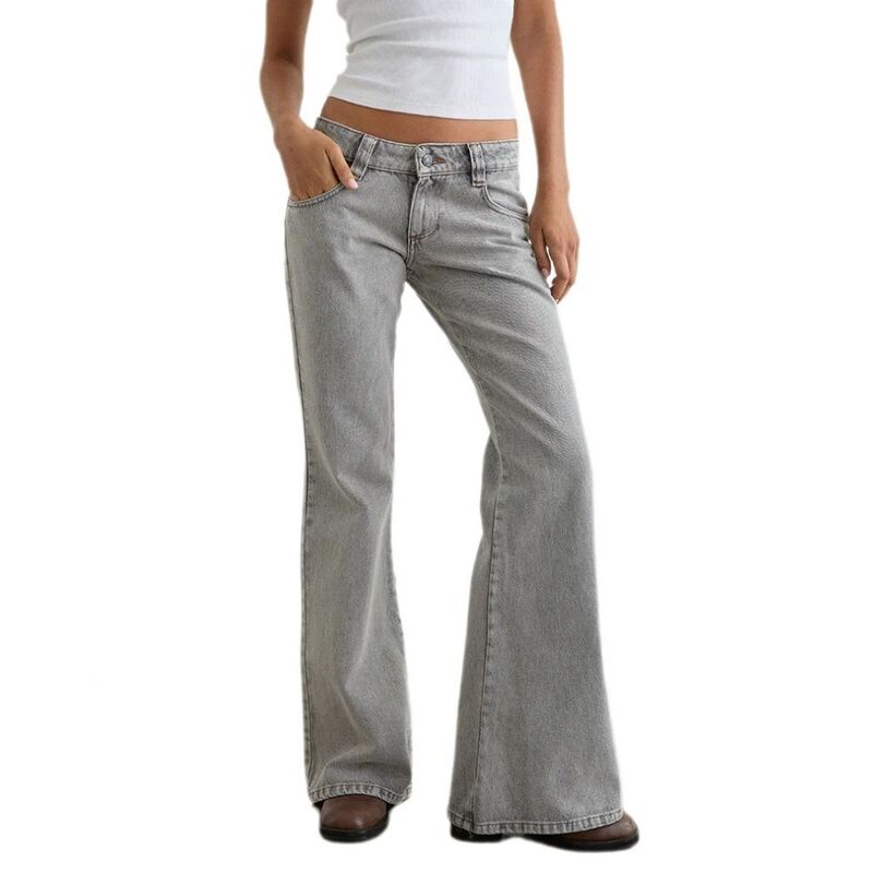 イエスファッション レディース ボトムス デニムパンツ ワイドレッグ ブーツカット ブーツ ジーンズ Yesfashion Wide Leg Jeans for Women Y2K Lowaisted Bootcut Jeanstretchy Baggy Loose Fit Denim Pants Light Grey グレー|ReVida 店