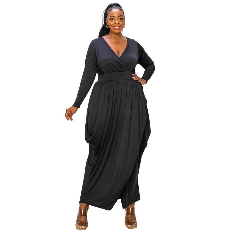リブド レディース トップス ワンピース プラスサイズ マキシ L I V D Plusize Giuliana Tulip Hemaxi Dress Black ブラック｜ReVida 店
