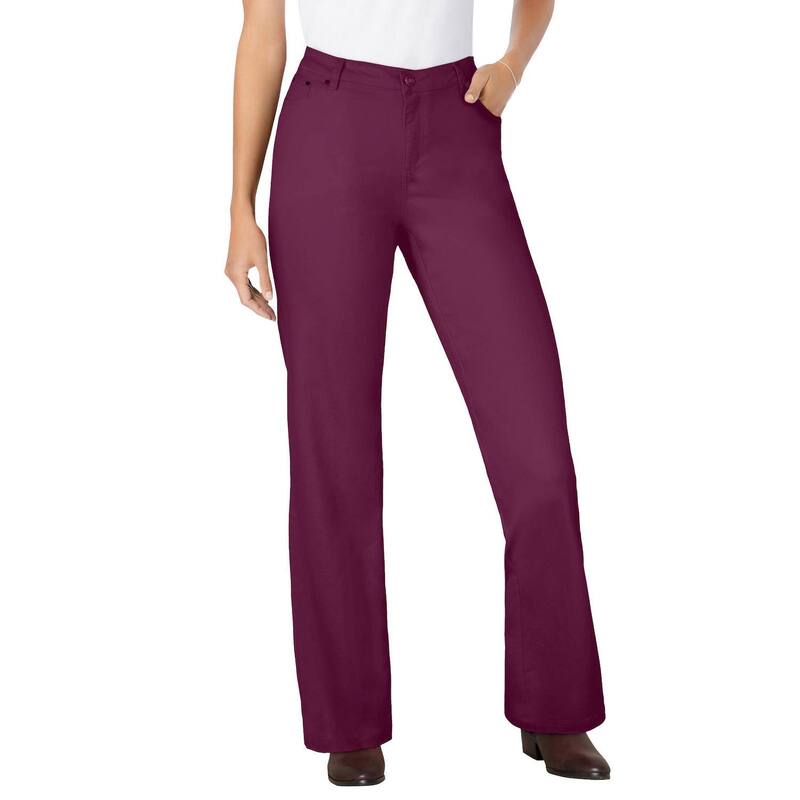 ウーマン ウィズイン レディース ボトムス デニムパンツ プラスサイズ ジーンズ Woman Within Plusize Stretch Denim Wide-Leg Five-Pocket Jeans Deep Claret デニム|ReVida 店