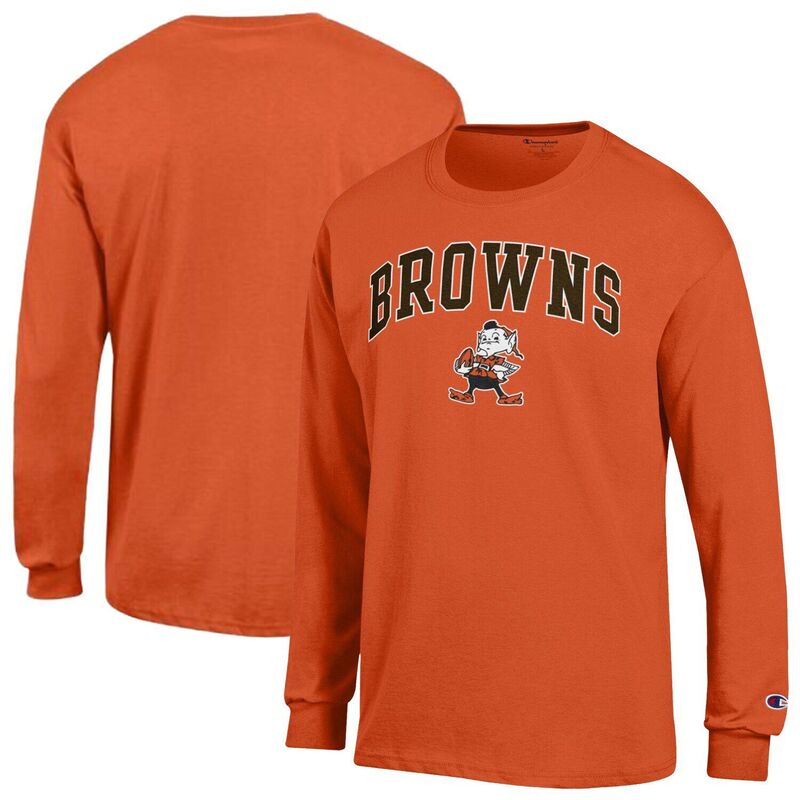 チャンピオン メンズ トップス Tシャツ ロゴ Men's Champion Orange Cleveland Browns Arch Over Logo Long Sleeve T-Shirt Brn Orange オレンジ|ReVida 店