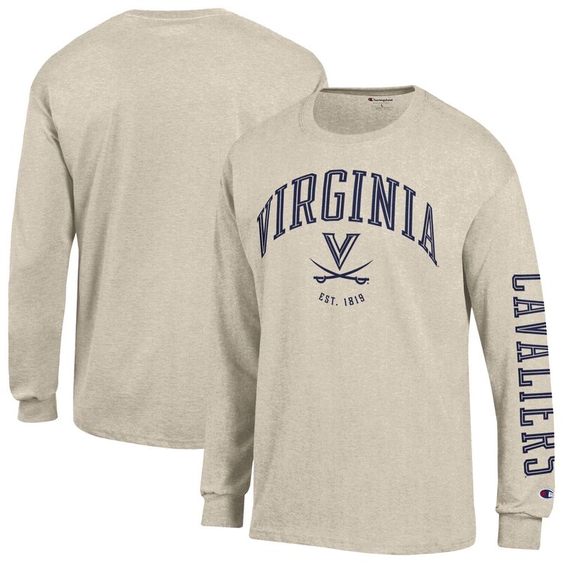 チャンピオン メンズ トップス Tシャツ 長袖 Men's Champion Oatmeal Virginia Cavaliers Neutral Arch Long-Sleeve T-Shirt Uva Multi マルチカラー｜ReVida 店 10,205円