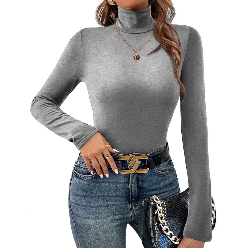 エコアー レディース トップス Tシャツ スリムフィット タートルネック Ekouaer Womens Three Piece Turtleneck Long Sleeve Shirts Basic Slim Fit Softhermal Underwear Tops Light Gray グレー｜ReVida 店