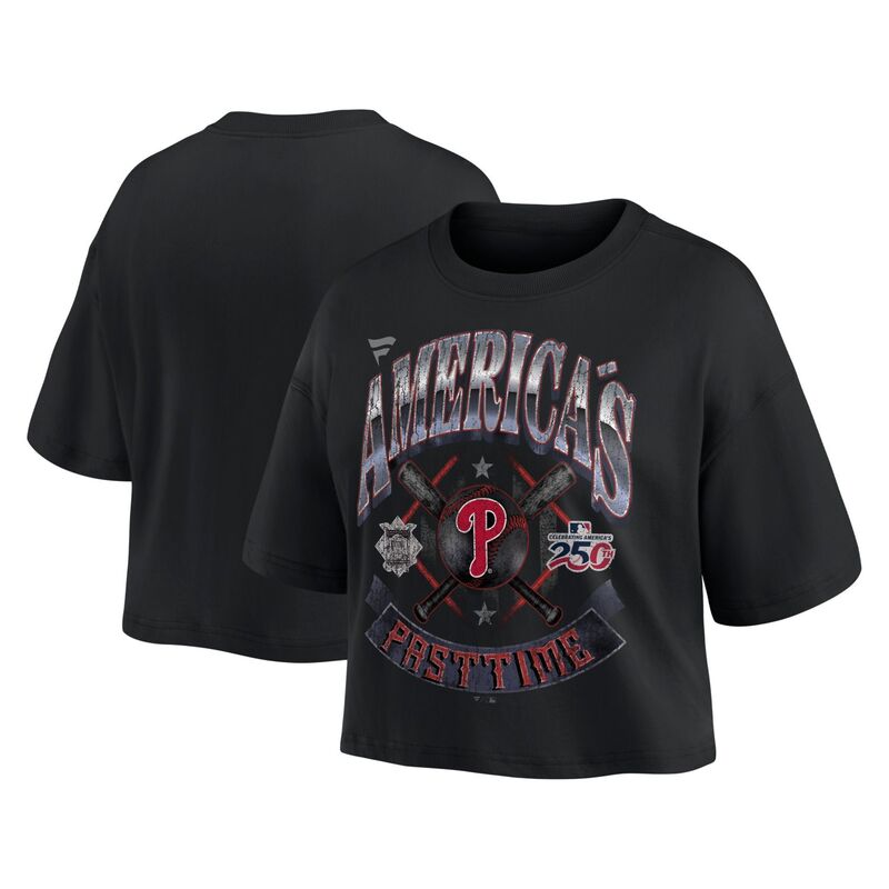 ファナティクス レディース トップス Tシャツ Women's Fanatics Black Philadelphia Phillies Americana Crop T-Shirt Phl Black ブラック｜ReVida 店