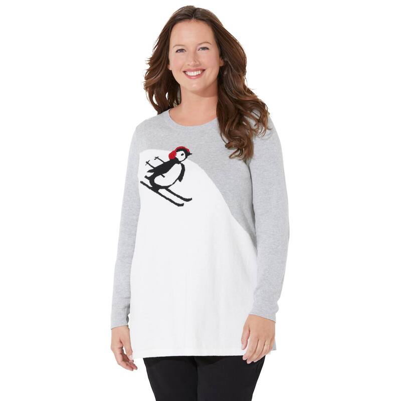 キャサリンズ レディース アウター ニット・セーター プラスサイズ Catherines Women's Plusize Cozy Whimsy Sweater Aspenguin|ReVida 店