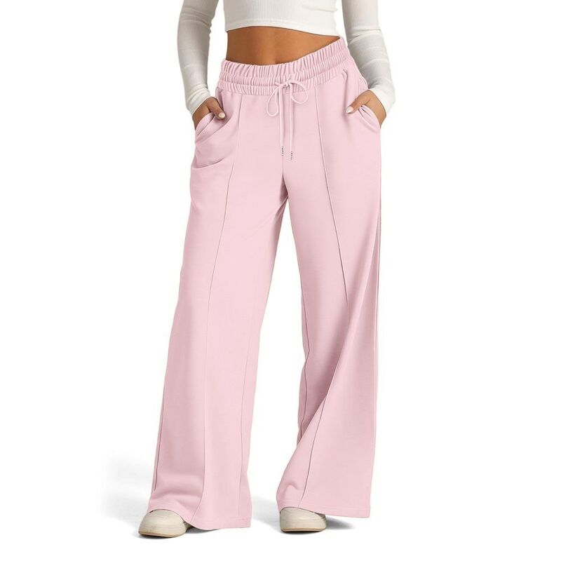 イエスファッション レディース ボトムス カジュアルパンツ ワイドレッグ スウェットパンツ ジョガーパンツ Yesfashion Womens Wide Leg Sweatpants Baggy Lounge Travel Pants Fall Outfits Winter Drawstring Athletic Joggers Light Pink ピンク|ReVida 店