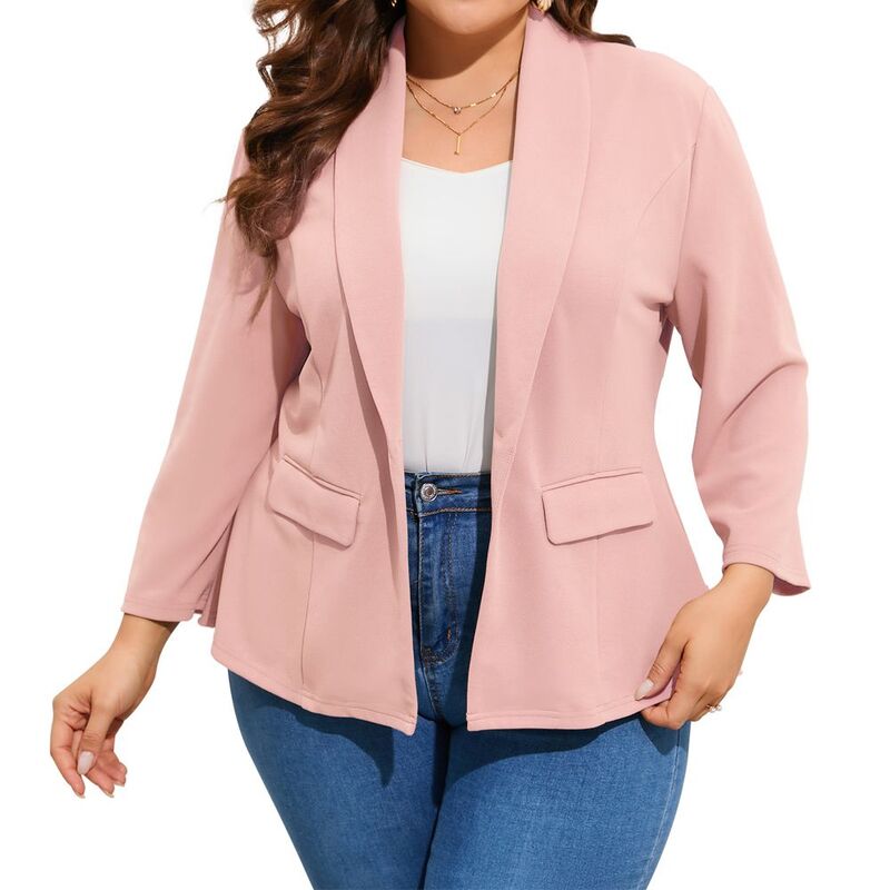 クリアフラワー レディース アウター ジャケット・ブルゾン プラスサイズ ブレザー ClearFlower Women's Plusize Blazer 3/4 Sleeve Single-Button Suit Jacket Pink ピンク｜ReVida 店 10,904円