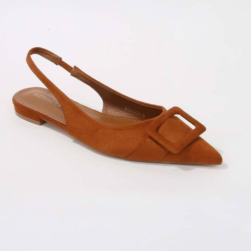 バーネス レディース シューズ サンダル Berness Rossana Slingback Flats with Ornamental Buckle Camel キャメル|ReVida 店