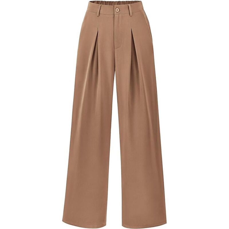 ファンジュライ レディース ボトムス カジュアルパンツ ワイドレッグ ハイウエスト FUNJULY Women's High Waist Wide Leg Trousers Loose Businessuit Pant with Pockets Khaki カーキ|ReVida 店