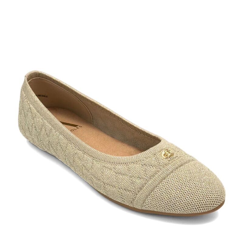 エアロソールズ レディース シューズ サンダル キルティング Aerosolessentials Berries Women's Quilted Slip-On Ballet Flatsoft Gold Knit ゴールド|ReVida 店