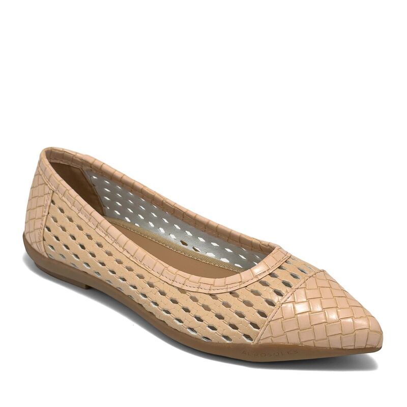エアロソールズ レディース シューズ サンダル Aerosoles Dala Women's Woven Pointed Toe Ballet Flats Beige Bisque Faux ベージュ｜ReVida 店