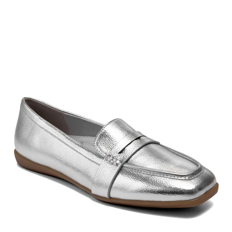 エアロソールズ レディース シューズ サンダル ローファー Aerosoles Kody Women'slip-On Moc Toe Loafer silver Grain シルバー｜ReVida 店