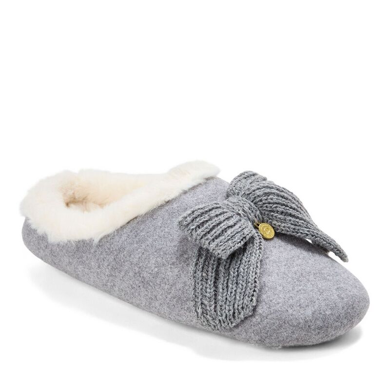 ディアフォームズ レディース シューズ サンダル ニット Dearfoams Josie Women's Knit Clog Bow Slippers Light Heather ヘザー|ReVida 店