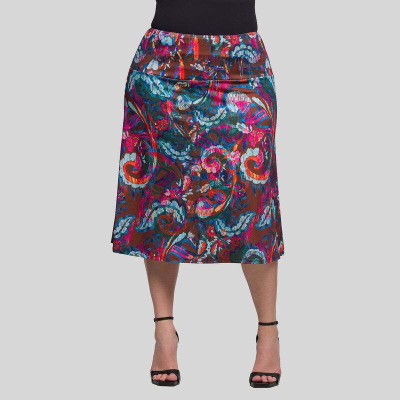 24 セブンコンフォート レディース ボトムスカート ひざ丈 プラスサイズ Plusize 24Seven Comfort Apparel Knee Length Skirt Brown Multi ブラウン｜ReVida 店 10,485円