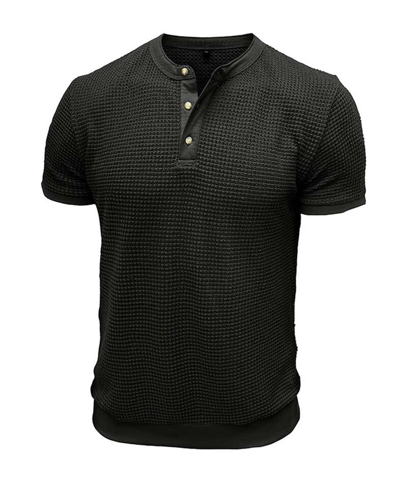 クリアラブ メンズ トップス Tシャツ ポロシャツ ニット Clearlove Men'short Sleeve Knit Henley Polo T-Shirt Black ブラック｜ReVida 店 10,345円