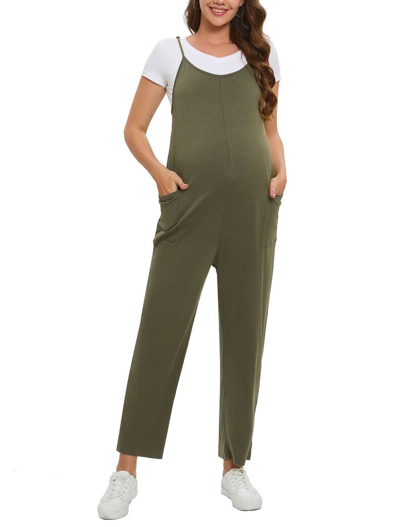 クリアフラワー レディース トップス ワンピース ロンパース オーバーオール ノースリーブ ジャンプスーツ マタニティ ClearFlower Maternity Jumpsuits Rompersleeveless Loose Baggy Overalls Jumpers Green グリーン|ReVida 店