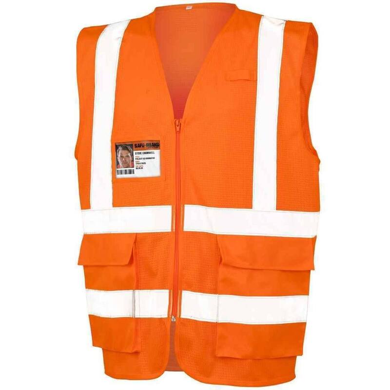 リザルト メンズ アウター ジャケット・ブルゾン メッシュ ベスト SAFE-GUARD by Result Unisex Adult Executive Mesh Safety Hi-Vis Vest Fluorescent Orange オレンジ｜ReVida 店