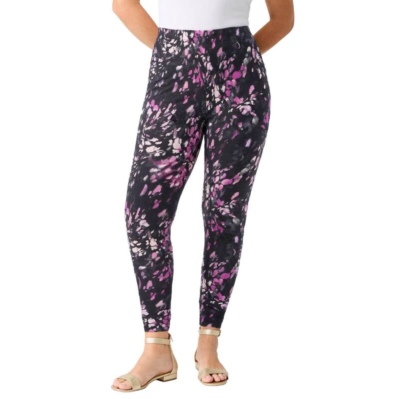 ロアマンズ レディース ボトムス カジュアルパンツ プラスサイズ アンクル Roaman's Women's Plusizessential Stretch Anklength Pull-On Legging Berry Petal Print|ReVida 店