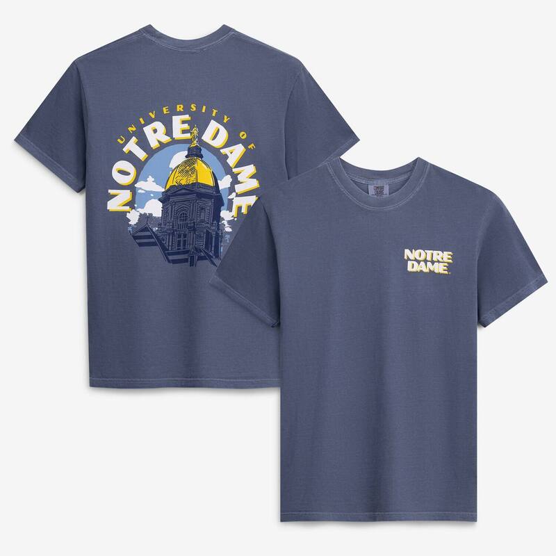 イメージワン メンズ トップス Tシャツ Image One Men's Navy Notre Dame Fighting Irish Comfort Colors Team Statue T-Shirt Ntd Navy ネイビー｜ReVida 店