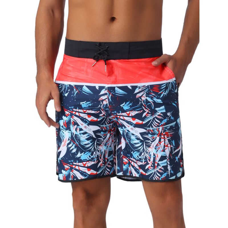 インスパイア シック メンズ 水着 ハーフパンツ・ショーツ プリント INSPIRE CHIC Men's Tropical Vocation Elastic Waist Drawstring Hawaiian Print Athletic Swim Trunks Black Red ブラック｜ReVida 店 9,975円