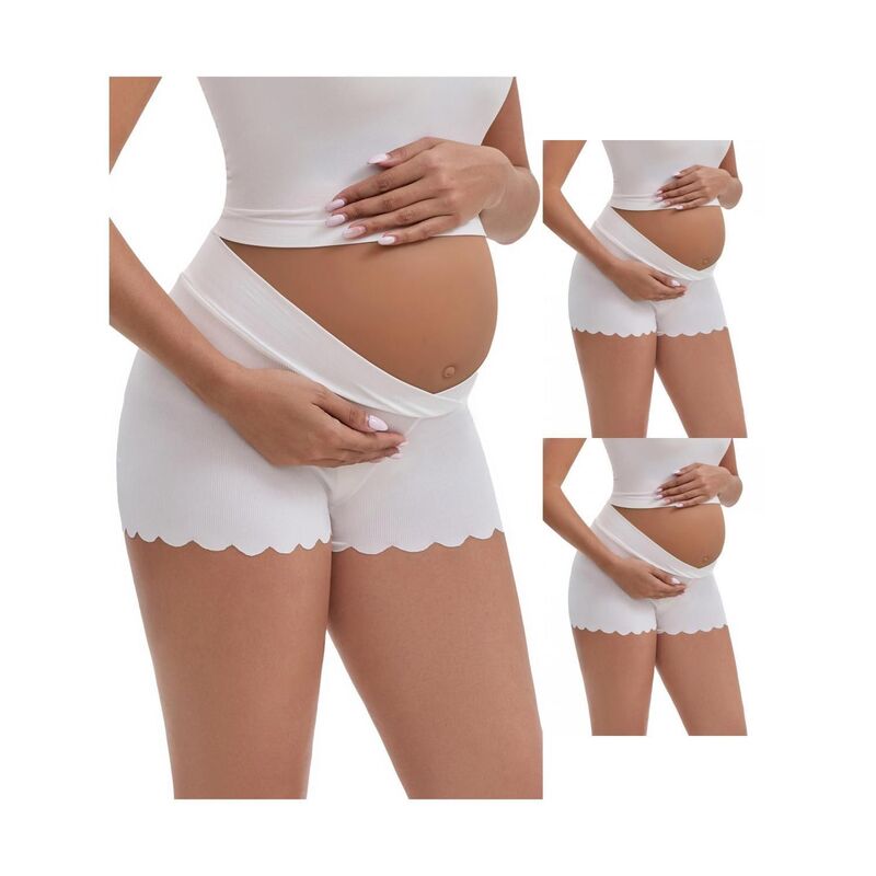 インスパイア シック レディース ボトムス カジュアルパンツ シルク マタニティ INSPIRE CHIC 3 Packs Women's Ice Silk Anti-Chafing Maternity Knickers High Rise Tummy Support NoTrace Panties White ホワイト｜ReVida 店