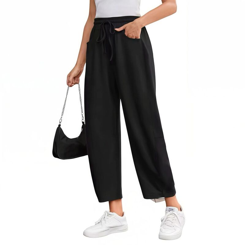 クリアフラワー レディース ボトムス カジュアルパンツ スウェットパンツ コットン アンクル ジョガーパンツ ClearFlower Women ’ s Anklength Joggers, Casual Cotton Sweatpants with Cuffed Hem for Lounge and Active Wear Black ブラック|ReVida 店
