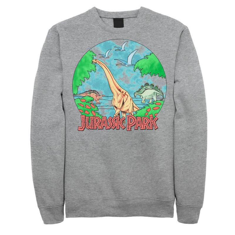 アニメキャラクター メンズ トップス Tシャツ スウェット Licensed Character Men's Jurassic Park Retro Globe Watercolor Scene Sweatshirt Athletic Heather ヘザー｜ReVida 店 9,706円