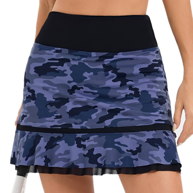 コジョイン レディース ボトムスカート フリル裾 プリーツ フリル Kojooin Women Athletic Tenniskorts Pleated Ruffle Hem High Waisted Golf Skirts With Pockets Blue Camo ブルー｜ReVida 店