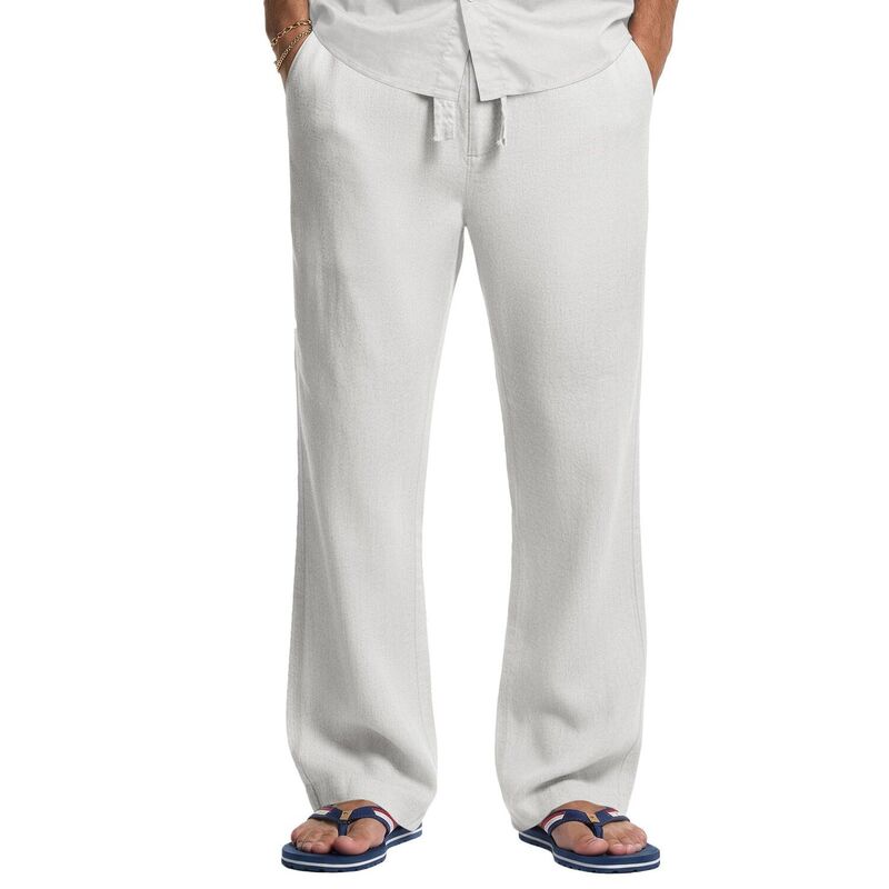 クーファンディ メンズ ボトムス カジュアルパンツ リネン COOFANDY Men' Linen Pants Casual Beach Pants Lightweight Drawstring Summer Yoga Pants White ホワイト|ReVida 店