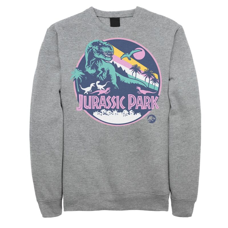 アニメキャラクター メンズ トップス Tシャツ スウェット Licensed Character Men's Jurassic Park Retro Rex Scene Sweatshirt Athletic Heather ヘザー｜ReVida 店