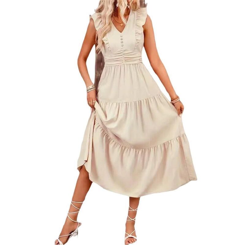 セオリア レディース トップス ワンピース パッチワーク ノースリーブ ニット マキシ Seoria Women Maxi Dressesummer Casual Sleeveless Patchworknitank Dress Flowy Beach Sundress Apricot アプリコット｜ReVida 店 9,475円