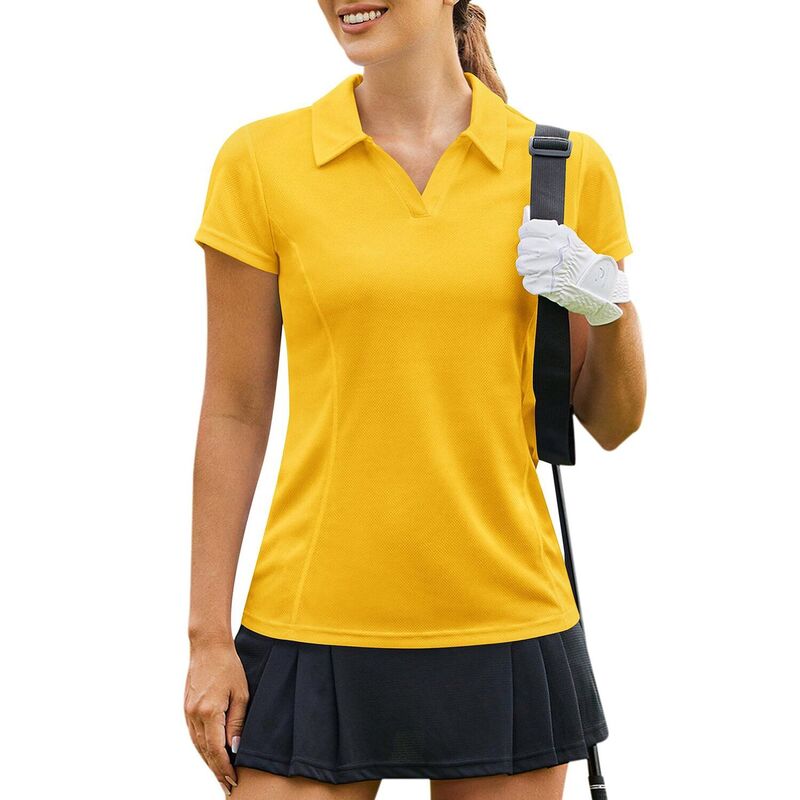 ピンスパーク レディース トップス シャツ PINSPARK Women'short Sleeve Golf Polo Shirt Lightweight Sweat Wicking Tennis Pickleball Top Yellow イエロー|ReVida 店