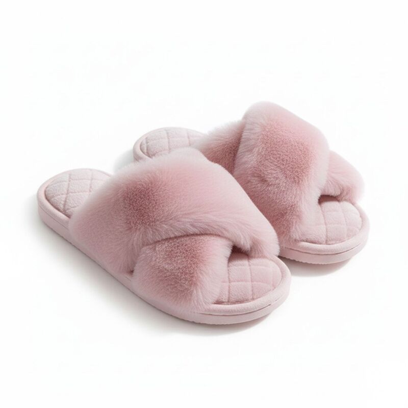 アンナカシ レディース シューズ サンダル プラスサイズ キルティング Anna-Kaci Women ’ s Plush Crisscrosslide House Slippers with Quilted Cushioned Footbed Pink ピンク|ReVida 店