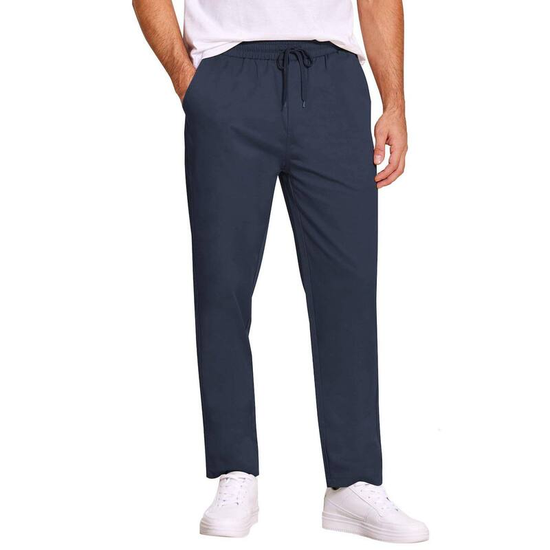 クーファンディ メンズ ボトムス カジュアルパンツ コットン COOFANDY Mens Casual Cotton Pants Fit Elastic Waist Drawstring Twill Pantstraight Chino Pants Navy Blue ネイビー｜ReVida 店