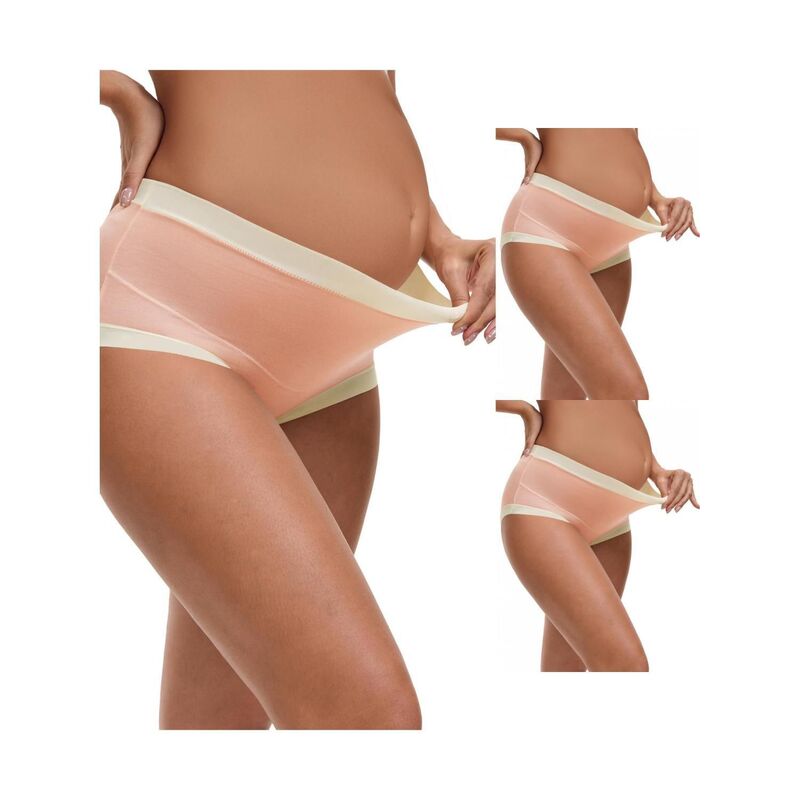 インスパイア シック レディース アンダーウェア パンツ マタニティ INSPIRE CHIC 3 Packs Women's Maternity Full Coverage Briefs High Waisted Elasticity Invisible Panties Pink ピンク｜ReVida 店