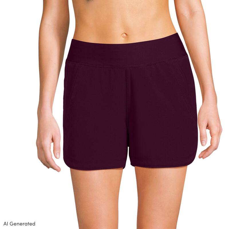 ランズエンド レディース 水着 ボトムスのみ ショートパンツ Women's Lands' End 3" Quick Dry Swim Shorts With Panty Dark Wine ワイン｜ReVida 店