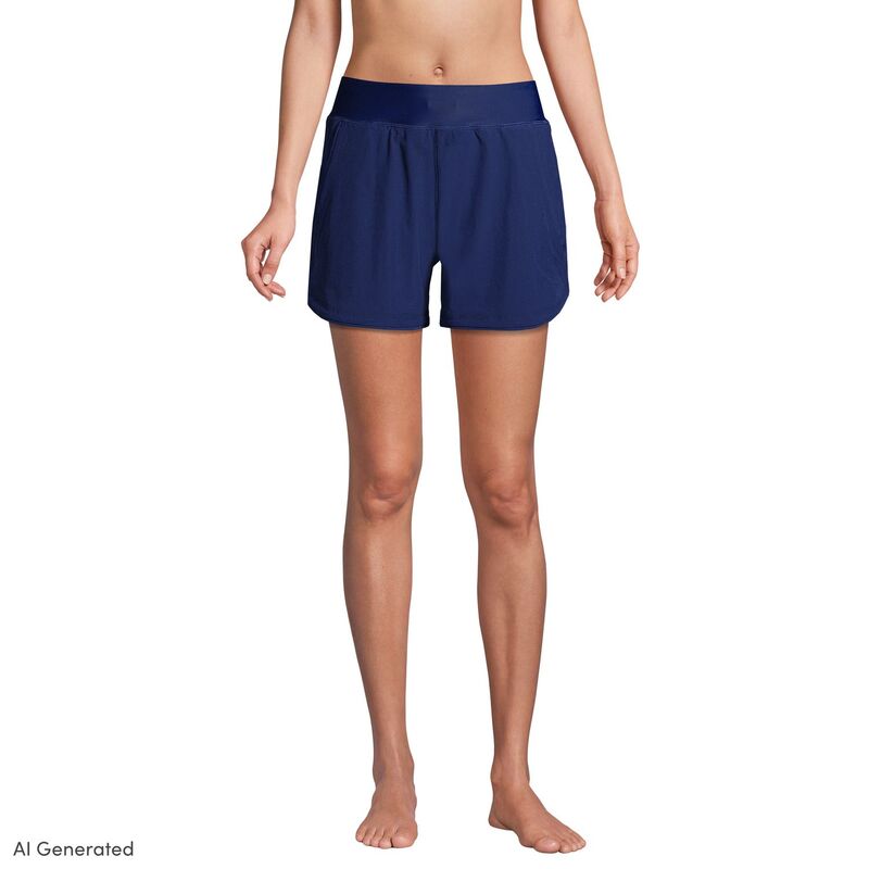 ランズエンド レディース 水着 ボトムスのみ ショートパンツ Women's Lands' End Curvy Fit 5" Quick Dry Swim Shorts Deep Sea Navy ネイビー｜ReVida 店