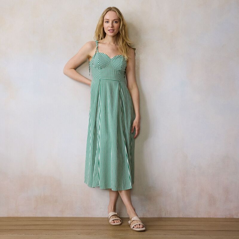 LC Lauren Conrad レディース トップス ワンピース ミディ Women\'s LC Lauren Conrad Fit & Flare Midi Dress Green Amiga Stripe グリーン｜ReVida 店
