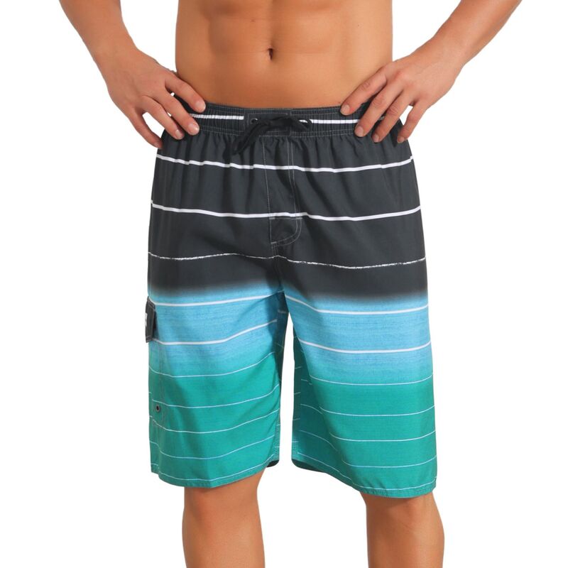 インスパイア シック メンズ 水着 ハーフパンツ・ショーツ ドローコードウエスト ショートパンツ INSPIRE CHIC Striped Beach Shorts for Men's Drawstring Waist Vacation Board Shorts with Pockets Black Green ブラック｜ReVida 店