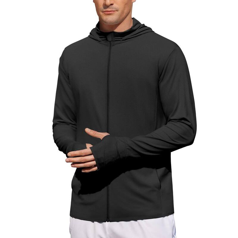クーファンディ メンズ アウター ジャケット・ブルゾン シャツ パーカー COOFANDY Men' UPF 50+ Light Jacket Full Zip Sun Protection Hoodie Long Sleeve Sun Shirts UV Black ブラック｜ReVida 店