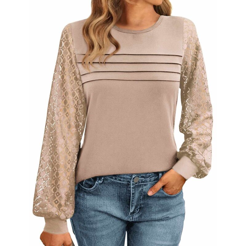 ジーグー レディース トップス Tシャツ レース Zeagoo Women's Lace Long Sleeve T-Shirt - Dressy Casual Fall Work Top Moon Gray グレー|ReVida 店