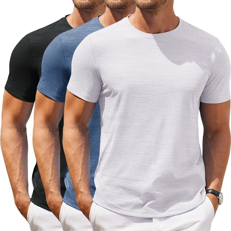 クーファンディ メンズ トップス Tシャツ クルーネック COOFANDY Men' Crew Neck T-Shirtshort Sleeve Casual Summer Basic Tee Shirt Black White Blue ホワイト｜ReVida 店