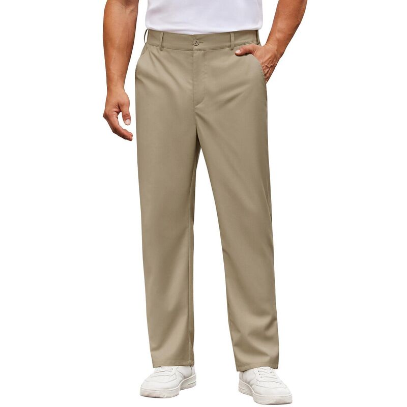 クーファンディ メンズ ボトムス カジュアルパンツ COOFANDY Mens Dress Pants Classic Fit Stretch Waist Golf Pants Business Casual Wedding Office Pants Dar khaki カーキ｜ReVida 店 9,485円
